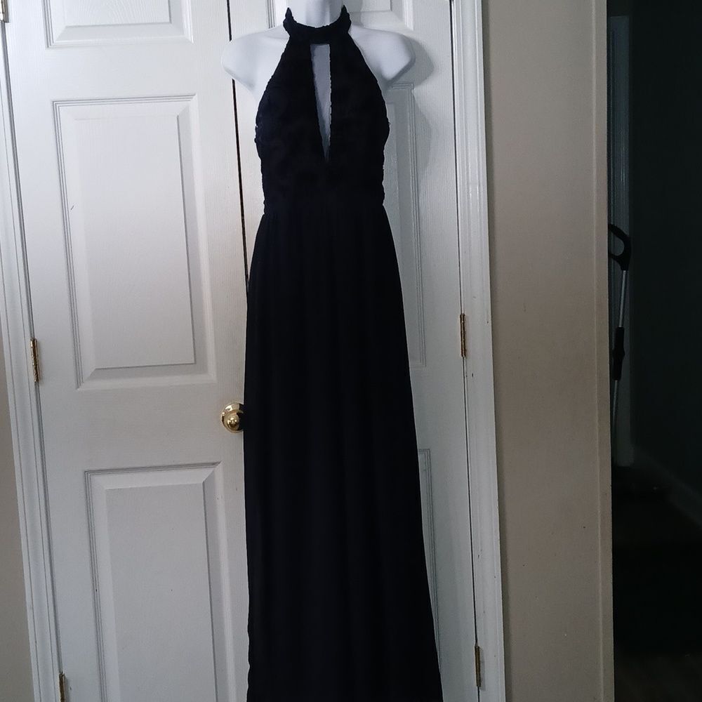 Sequin Hearts navy wide leg jumpsuit romper cocktail party wedding Sz 7 NWOT